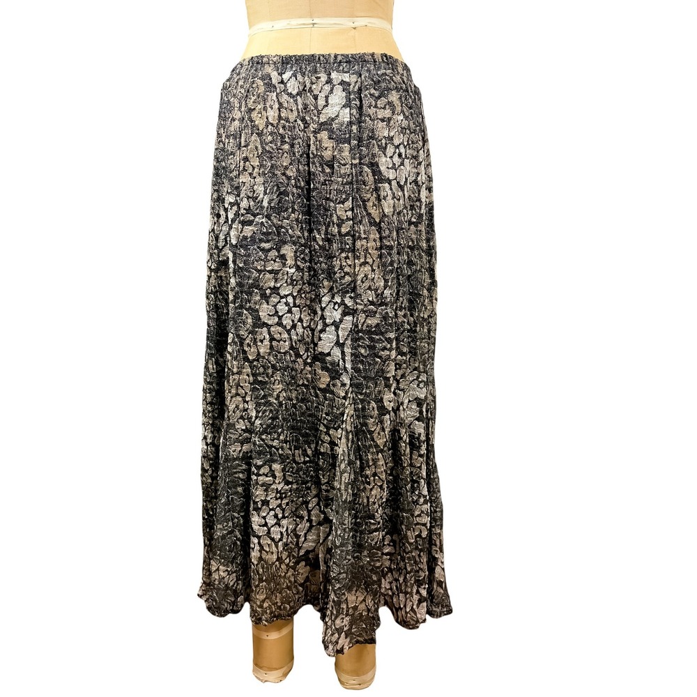 90s Whimsigoth Metallic Snake Print Maxi Skirt Black Silver Draped Flowy Size M - Picture 6 of 9